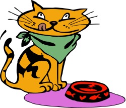 cute cartoon cat ready to eat